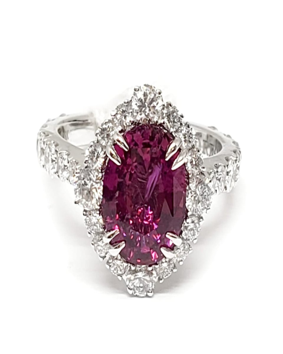 18K White Gold Ruby and Diamond Ring, Size 6